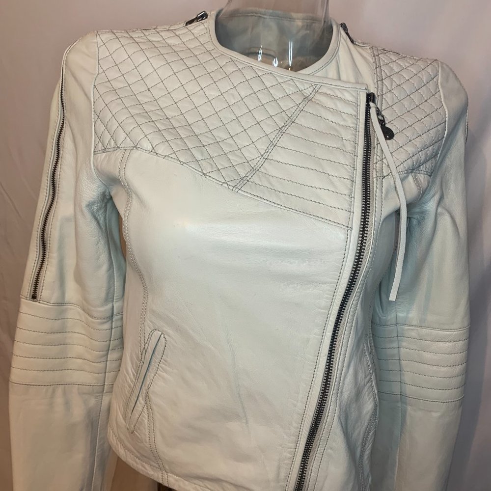 Winter White Guess Leather Moto jacket